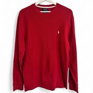 Polo Ralph Lauren Men’s Red Waffle Knit Long Sleeve Thermal Shirt Size Large